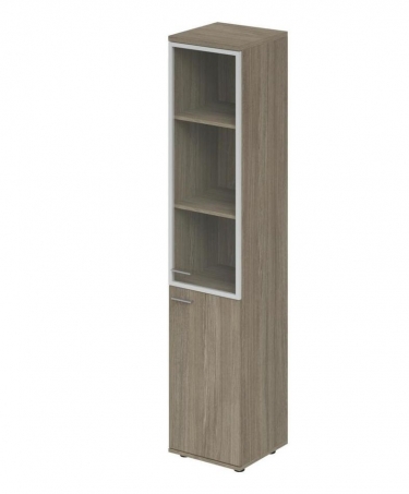 Шкаф высокий со стеклом, задняя стенка ХДФ правый Норден Wing WN.702.OD.OD.AL.R Дуб темный