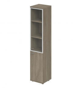 Шкаф высокий со стеклом, задняя стенка ХДФ правый Норден Wing WN.702.OD.OD.AL.R Дуб темный