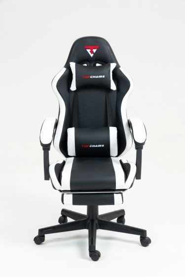Кресло спортивное Stool Group TopChairs Prophet с оттоманкой черно-белый