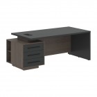 Стол руководителя левый Skyland VELION VCT 2090 L Яшма черный Дуб Сильвер