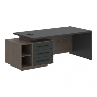 Стол руководителя левый Skyland VELION VCT 2190 L Яшма черный Дуб Сильвер