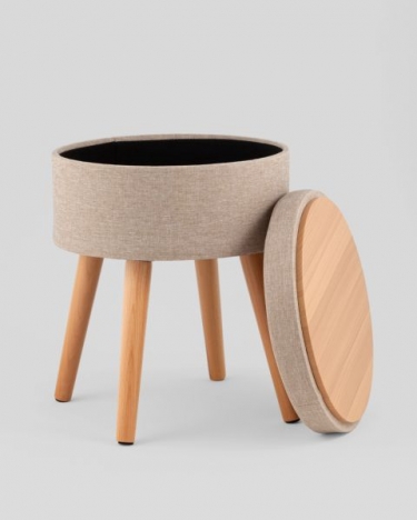 Пуф с ящиком Stool Group Store Woody рогожка бежевая