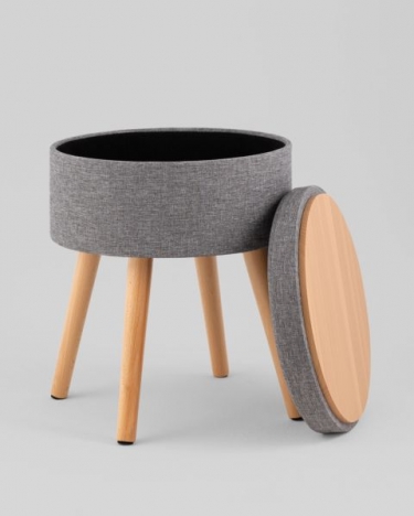 Пуф с ящиком Stool Group Store Woody рогожка серая