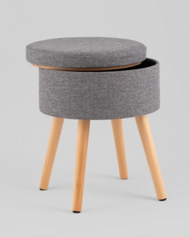 Пуф с ящиком Stool Group Store Woody рогожка серая