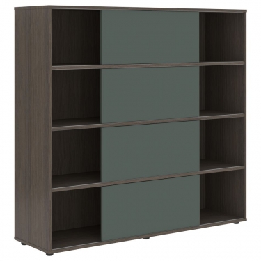 Стеллаж со слайд-дверьми Skyland VELION VMCS 1615 Нефрит Дуб Сильвер