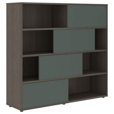 Стеллаж со слайд-дверьми Skyland VELION VMCS 1615 Нефрит Дуб Сильвер