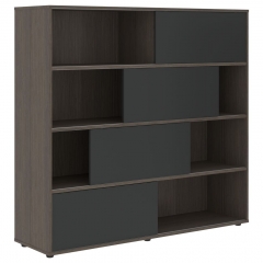 Стеллаж со слайд-дверьми Skyland VELION VMCS 1615 Яшма черный Дуб Сильвер