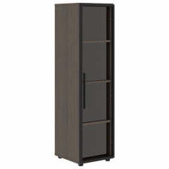 Шкаф-колонка с двумя глухими малыми дверьми левый Skyland VELION VMCS 40.4 L Яшма черный Дуб Сильвер