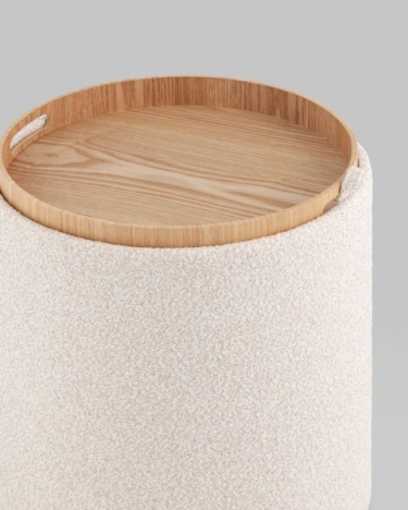 Пуф-столик с ящиком Stool Group Хюгге S букле бежевый