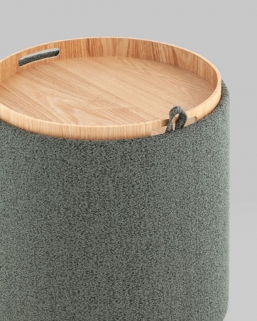 Пуф-столик с ящиком Stool Group Хюгге S букле темно-серый