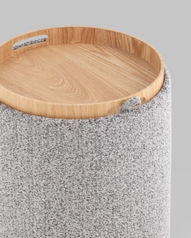 Пуф-столик с ящиком Stool Group Хюгге XS букле серый