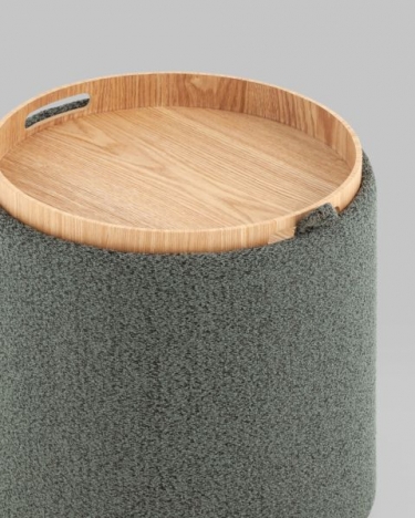 Пуф-столик с ящиком Stool Group Хюгге XS букле темно-серый