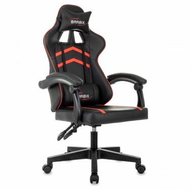 Кресло компьютерное BRABIX BRABIX Shooter GM-123, 2 подушки, экокожа, черное/красное