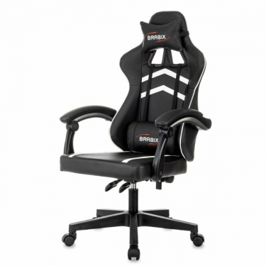 Кресло компьютерное BRABIX BRABIX Shooter GM-123, 2 подушки, экокожа, черное/белое