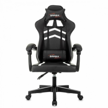 Кресло компьютерное BRABIX BRABIX Shooter GM-123, 2 подушки, экокожа, черное/белое