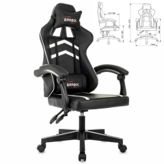 Кресло компьютерное BRABIX BRABIX Shooter GM-123, 2 подушки, экокожа, черное/белое