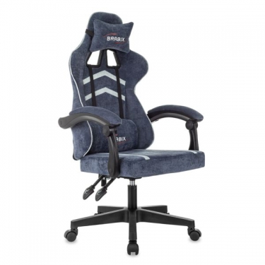 Кресло компьютерное BRABIX BRABIX Shooter GM-123, 2 подушки, ткань, синее/серое