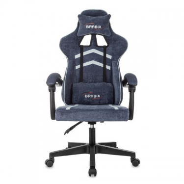 Кресло компьютерное BRABIX BRABIX Shooter GM-123, 2 подушки, ткань, синее/серое
