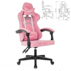 Кресло компьютерное BRABIX BRABIX Shooter GM-123, 2 подушки, ткань, розовое/серое