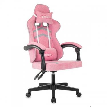 Кресло компьютерное BRABIX BRABIX Shooter GM-123, 2 подушки, ткань, розовое/серое