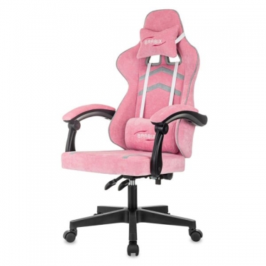 Кресло компьютерное BRABIX BRABIX Shooter GM-123, 2 подушки, ткань, розовое/серое