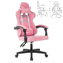 Кресло компьютерное BRABIX BRABIX Shooter GM-123, 2 подушки, ткань, розовое/серое