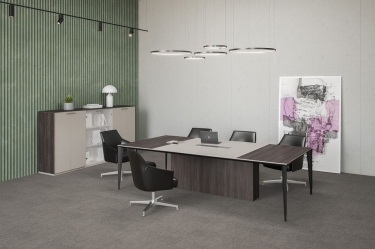 Комплект мебели для переговорной Норден Atlas 06 Бренсон Серый камень Трюфель Антрацит