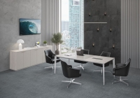 Комплект мебели для переговорной Норден Atlas 08 Ясень Наварра Серый камень Алюминий