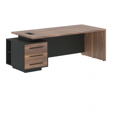 Стол руководителя левый Skyland VELION VENEER VRCT 2290 L Американский орех Яшма черная