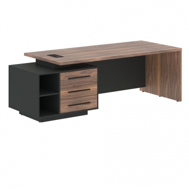 Стол руководителя левый Skyland VELION VENEER VRCT 2390 L Американский орех Яшма черная