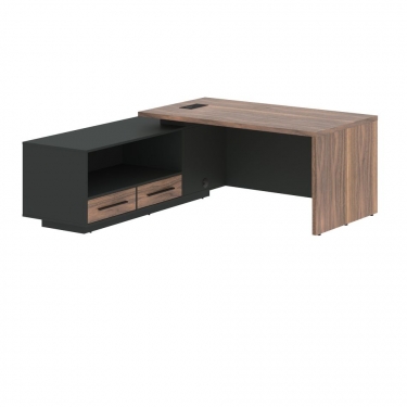 Стол руководителя левый Skyland VELION VENEER VRCT 1919 L Американский орех Яшма черная