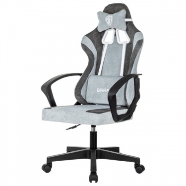 Кресло компьютерное BRABIX BRABIX Forcer GM-127, 2 подушки, ткань, серое/светло-голубое