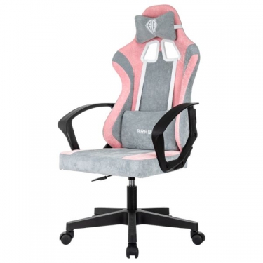 Кресло компьютерное BRABIX BRABIX Forcer GM-127, 2 подушки, ткань, розовое/серое