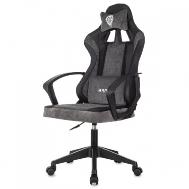 Кресло компьютерное BRABIX BRABIX Forcer GM-127, 2 подушки, экокожа/велюр, черное/серое
