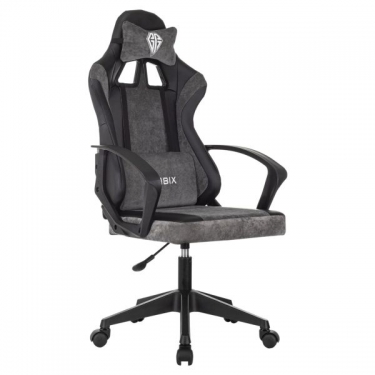 Кресло компьютерное BRABIX BRABIX Forcer GM-127, 2 подушки, экокожа/велюр, черное/серое