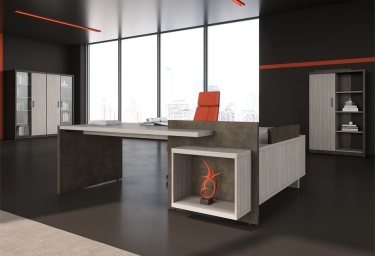 Кабинет руководителя Skyland WOODandSTONE 02 Бетон Чикаго темный Дрифтвуд