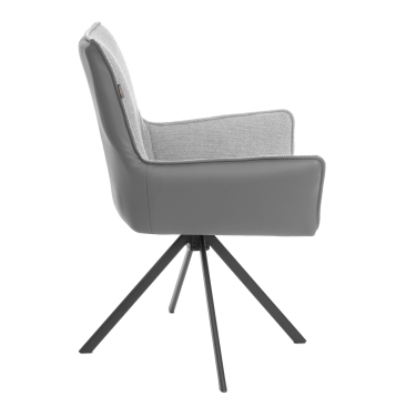 Кресло Tetchair Murano/Мурано опора 360, велюр/букле HYP/Экокожа, светло-серый/графит