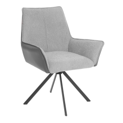 Кресло Tetchair Murano/Мурано опора 360, велюр/букле HYP/Экокожа, светло-серый/графит