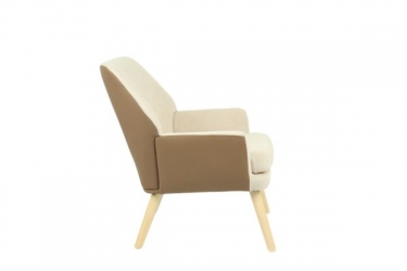 Кресло Stool Group Харви бежевый с коричневой экокожей деревянные ножки