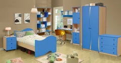 Набор модульной мебели Матрица для детской комнаты Юниор-11.2 Дуб молочный/Синий