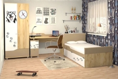 Комплект мебели для комнаты подростка Ивару Хаски 02 Дуб Ирландский Мокко Белый