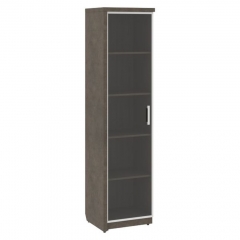Шкаф узкий со стеклянной дверью левый Skyland WOODandSTONE СФ-534581 Бетон Чикаго темный Дрифтвуд