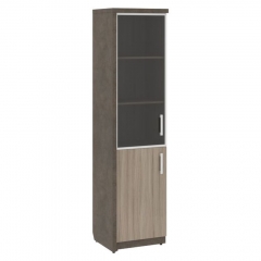 Шкаф узкий комбинированный левый Skyland WOODandSTONE СФ-534591 Бетон Чикаго темный Дрифтвуд