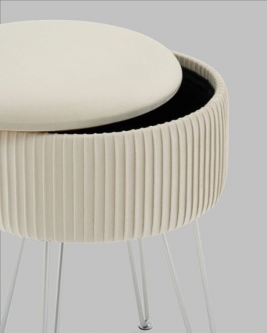 Пуф-столик Stool Group Астор бежевый серебряные ножки