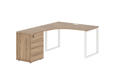 Стол эргономичный с тумбой левый Skyland EDIS EQCET 1318 L Дуб Денвер светлый Белый