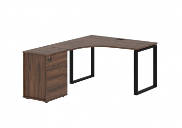 Стол эргономичный с тумбой левый Skyland EDIS EQCET 1318 L Дуб Денвер темный Черный