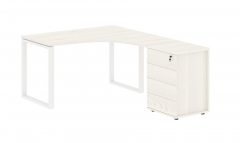 Стол эргономичный с тумбой правый Skyland EDIS EQCET 1318 R Ясень Траун Белый