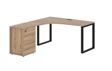 Стол эргономичный с тумбой левый Skyland EDIS EQCET 1518 L Дуб Денвер светлый Черный