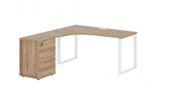 Стол эргономичный с тумбой левый Skyland EDIS EQCET 1518 L Дуб Денвер светлый Белый