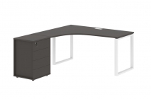 Стол эргономичный с тумбой левый Skyland EDIS EQCET 1518 L Мокко Белый